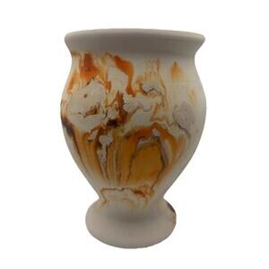 NEMADJI Pottery Vase Orange Golden Earth Tone Swirl On Beige Native American Art